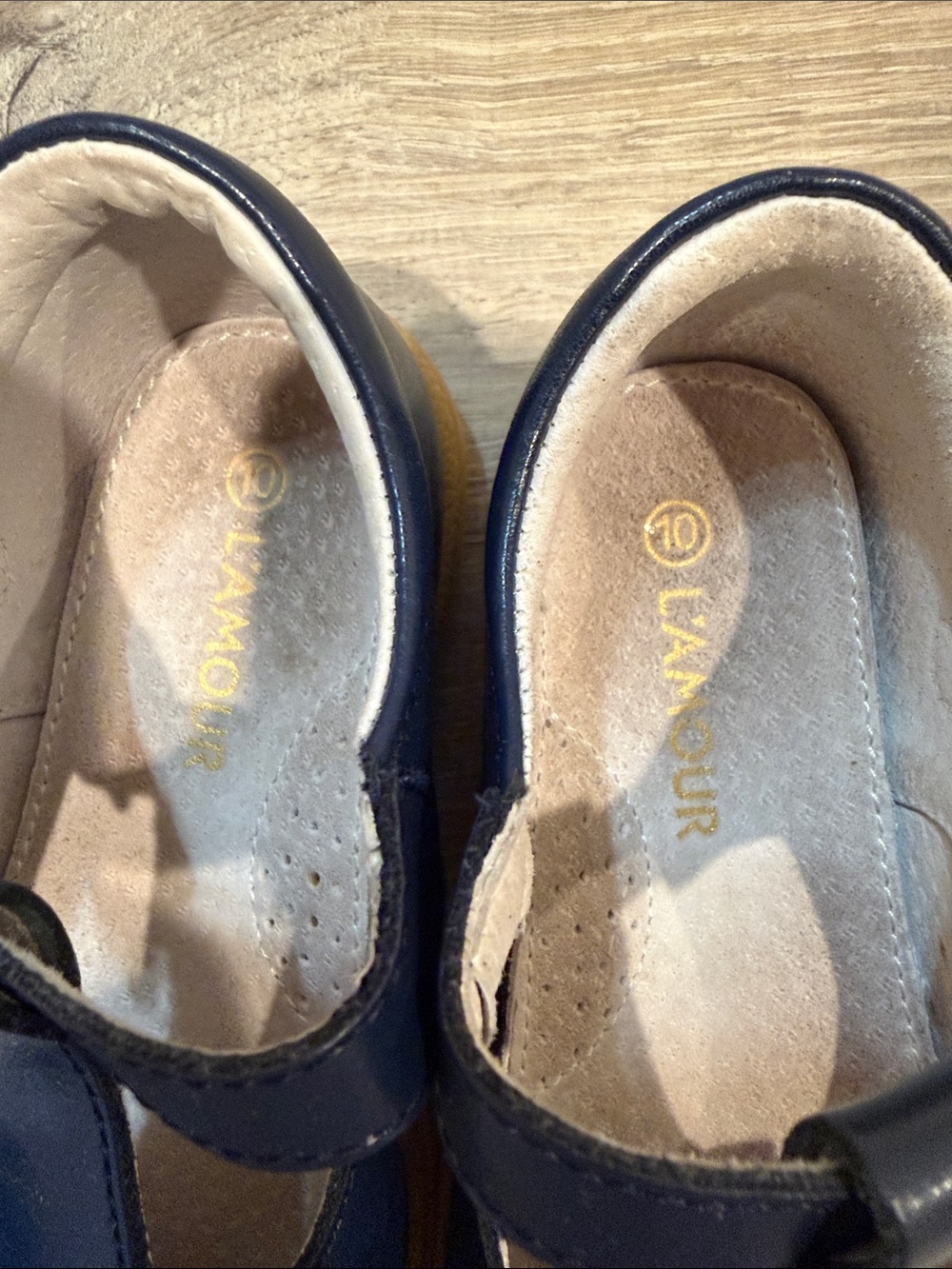 L'Amour Navy T-Strap Bow Dress Shoes for Kids - Picture 3 of 6